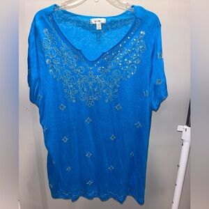 Blue Embellished Women's Top